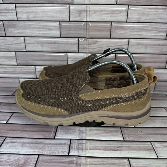 Skechers Men's Brown/Tan Relaxed Fit Memory Foam Slip-On Loafers‎ Shoe Size 9.5 - Picture 5 of 9